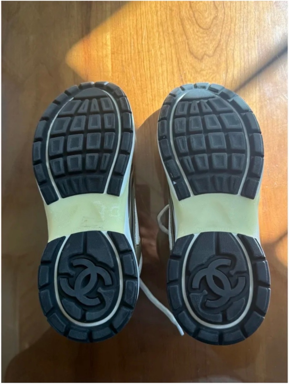 CHANEL Men’s Silver and White Runner Sneakers - Picture 10 of 10